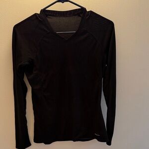 Black Long Sleeve Patagonia Lightweight Breathable V Neck Base Layer